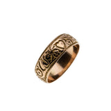 On This Day in 1902 - Edwardian 9K Rose Gold Engraved 'Hearts & Forget Me Nots' Engraved Wedding Band Ring (EDR071)