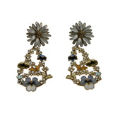 David Andersen - Estate 20K Gold Plate Over Sterling Silver Enamel Butterfly Flora Dangly Earrings (VE547)