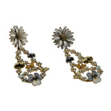 David Andersen - Estate 20K Gold Plate Over Sterling Silver Enamel Butterfly Flora Dangly Earrings (VE547)