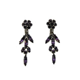 Lavender Beauties - Vintage Signed 'Sherman' Rhodium Plated Austrian Swarovski Crystal Rhinestone  Clip-On Dangly Earrings (VE548)