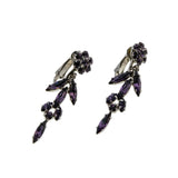 Lavender Beauties - Vintage Signed 'Sherman' Rhodium Plated Austrian Swarovski Crystal Rhinestone  Clip-On Dangly Earrings (VE548)