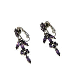 Lavender Beauties - Vintage Signed 'Sherman' Rhodium Plated Austrian Swarovski Crystal Rhinestone  Clip-On Dangly Earrings (VE548)