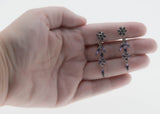 Lavender Beauties - Vintage Signed 'Sherman' Rhodium Plated Austrian Swarovski Crystal Rhinestone  Clip-On Dangly Earrings (VE548)