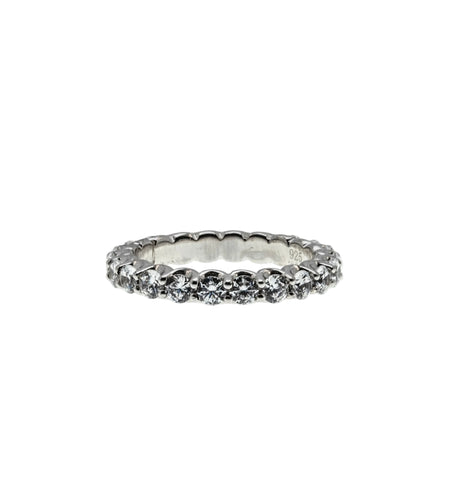 From Here To Eternity - Vintage Rhodium Plated Sterling Silver Cubic Zirconia Eternity Band Ring (VR1154)