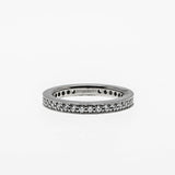 Art Carved - Vintage Rhodium, Plated Sterling Silver Cubic Zirconia Milgrain Eternity Band Ring (VR1155)