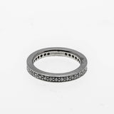 Art Carved - Vintage Rhodium, Plated Sterling Silver Cubic Zirconia Milgrain Eternity Band Ring (VR1155)