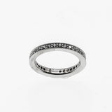 Art Carved - Vintage Rhodium, Plated Sterling Silver Cubic Zirconia Milgrain Eternity Band Ring (VR1155)