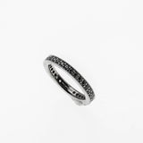 Art Carved - Vintage Rhodium, Plated Sterling Silver Cubic Zirconia Milgrain Eternity Band Ring (VR1155)