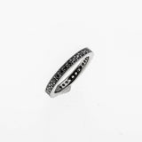 Art Carved - Vintage Rhodium, Plated Sterling Silver Cubic Zirconia Milgrain Eternity Band Ring (VR1155)