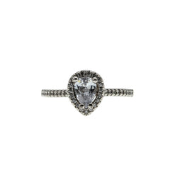 Elegant Halo - Vintage Rhodium Plated Sterling Silver Cubic Zirconia Cluster Ring (VR1156)