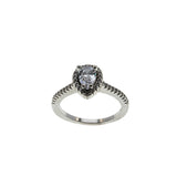 Elegant Halo - Vintage Rhodium Plated Sterling Silver Cubic Zirconia Cluster Ring (VR1156)