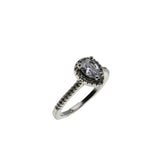 Elegant Halo - Vintage Rhodium Plated Sterling Silver Cubic Zirconia Cluster Ring (VR1156)