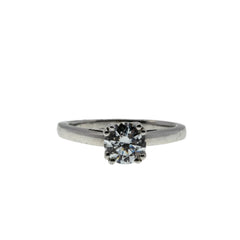 Brilliant Solitaire - Vintage Rhodium Plated Sterling Silver Cubic Zirconia Engagement Ring (VR1157)
