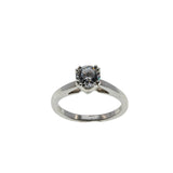 Brilliant Solitaire - Vintage Rhodium Plated Sterling Silver Cubic Zirconia Engagement Ring (VR1157)