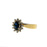 For A Princess - Vintage 14K Gold Natural Sapphire & Diamond Cluster Ring (VR906)