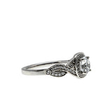 Sparkling Halo - Vintage Rhodium Plated Sterling Silver Cubic Zirconia Engagement Ring (VR1158)