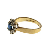 For A Princess - Vintage 14K Gold Natural Sapphire & Diamond Cluster Ring (VR906)