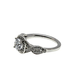 Sparkling Halo - Vintage Rhodium Plated Sterling Silver Cubic Zirconia Engagement Ring (VR1158)