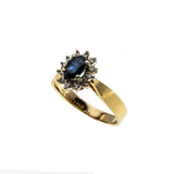 For A Princess - Vintage 14K Gold Natural Sapphire & Diamond Cluster Ring (VR906)