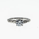 Art Carved - Vintage Rhodium Plated Sterling Silver Cubic Zirconia Engagement Ring (VR1159)