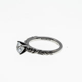 Art Carved - Vintage Rhodium Plated Sterling Silver Cubic Zirconia Engagement Ring (VR1159)