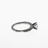 Art Carved - Vintage Rhodium Plated Sterling Silver Cubic Zirconia Engagement Ring (VR1159)