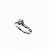 Art Carved - Vintage Rhodium Plated Sterling Silver Cubic Zirconia Engagement Ring (VR1159)