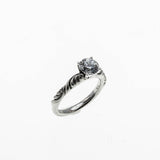 Art Carved - Vintage Rhodium Plated Sterling Silver Cubic Zirconia Engagement Ring (VR1159)