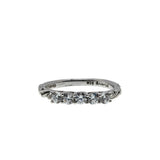 Art Carved - Vintage Rhodium Plated Sterling Silver Cubic Zirconia Wedding Band Ring (VR1160)