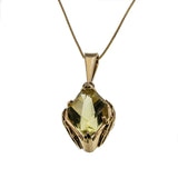 The Wind & The Sun  - Vintage Bespoke 10K Gold  Fancy 'Kite Shaped' Lemon Quartz (Citrine) Pendant & Chain (VP212)