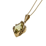 The Wind & The Sun  - Vintage Bespoke 10K Gold  Fancy 'Kite Shaped' Lemon Quartz (Citrine) Pendant & Chain (VP212)