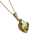 The Wind & The Sun  - Vintage Bespoke 10K Gold  Fancy 'Kite Shaped' Lemon Quartz (Citrine) Pendant & Chain (VP212)