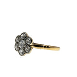 Sparkling Daisy - Edwardian English 18K Gold Natural 'Old European Cut' Diamond Daisy Flower Ring (EDR106)