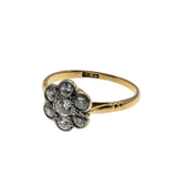 Sparkling Daisy - Edwardian English 18K Gold Natural 'Old European Cut' Diamond Daisy Flower Ring (EDR106)