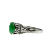 Exotic Beauty - Vintage Platinum Natural Jade & Diamond Ring (VR1161)