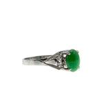 Exotic Beauty - Vintage Platinum Natural Jade & Diamond Ring (VR1161)
