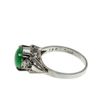 Exotic Beauty - Vintage Platinum Natural Jade & Diamond Ring (VR1161)