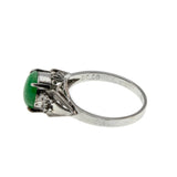 Exotic Beauty - Vintage Platinum Natural Jade & Diamond Ring (VR1161)