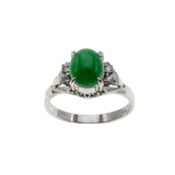 Exotic Beauty - Vintage Platinum Natural Jade & Diamond Ring (VR1161)