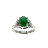 Exotic Beauty - Vintage Platinum Natural Jade & Diamond Ring (VR1161)