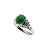 Exotic Beauty - Vintage Platinum Natural Jade & Diamond Ring (VR1161)