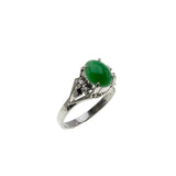 Exotic Beauty - Vintage Platinum Natural Jade & Diamond Ring (VR1161)