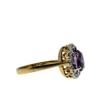 Purple Allure - Vintage English 9K Gold Natural Amethyst & Diamond Cluster Ring (VR1162)
