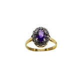 Purple Allure - Vintage English 9K Gold Natural Amethyst & Diamond Cluster Ring (VR1162)