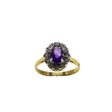 Purple Allure - Vintage English 9K Gold Natural Amethyst & Diamond Cluster Ring (VR1162)
