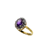 Purple Allure - Vintage English 9K Gold Natural Amethyst & Diamond Cluster Ring (VR1162)