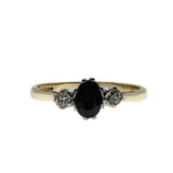 On This Day In 1941 - Vintage English 9K Gold Natural Sapphire & 'Old Mine Cut' Diamond Ring (VR1163)