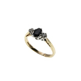 On This Day In 1941 - Vintage English 9K Gold Natural Sapphire & 'Old Mine Cut' Diamond Ring (VR1163)