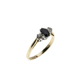 On This Day In 1941 - Vintage English 9K Gold Natural Sapphire & 'Old Mine Cut' Diamond Ring (VR1163)