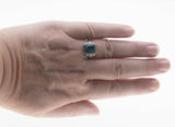 Ocean Blue - Estate Sterling Silver Natural London Blue Topaz Engraved Ring (ER455)
